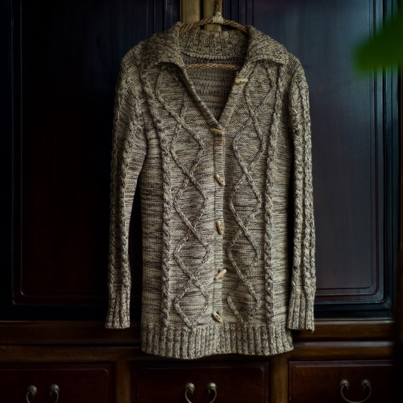 Y2K Knit Fitted Cardigans/Sweater Jacket Wood Buttons XS - Picture 6 of 8